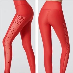 NWT Beach Riot Sport Leggings Mesh Red Hearts